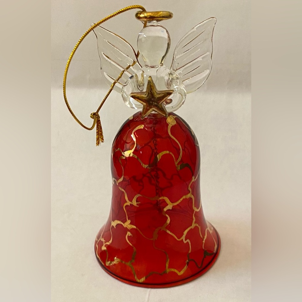 Red and Gold Angel Bell Christmas Ornament